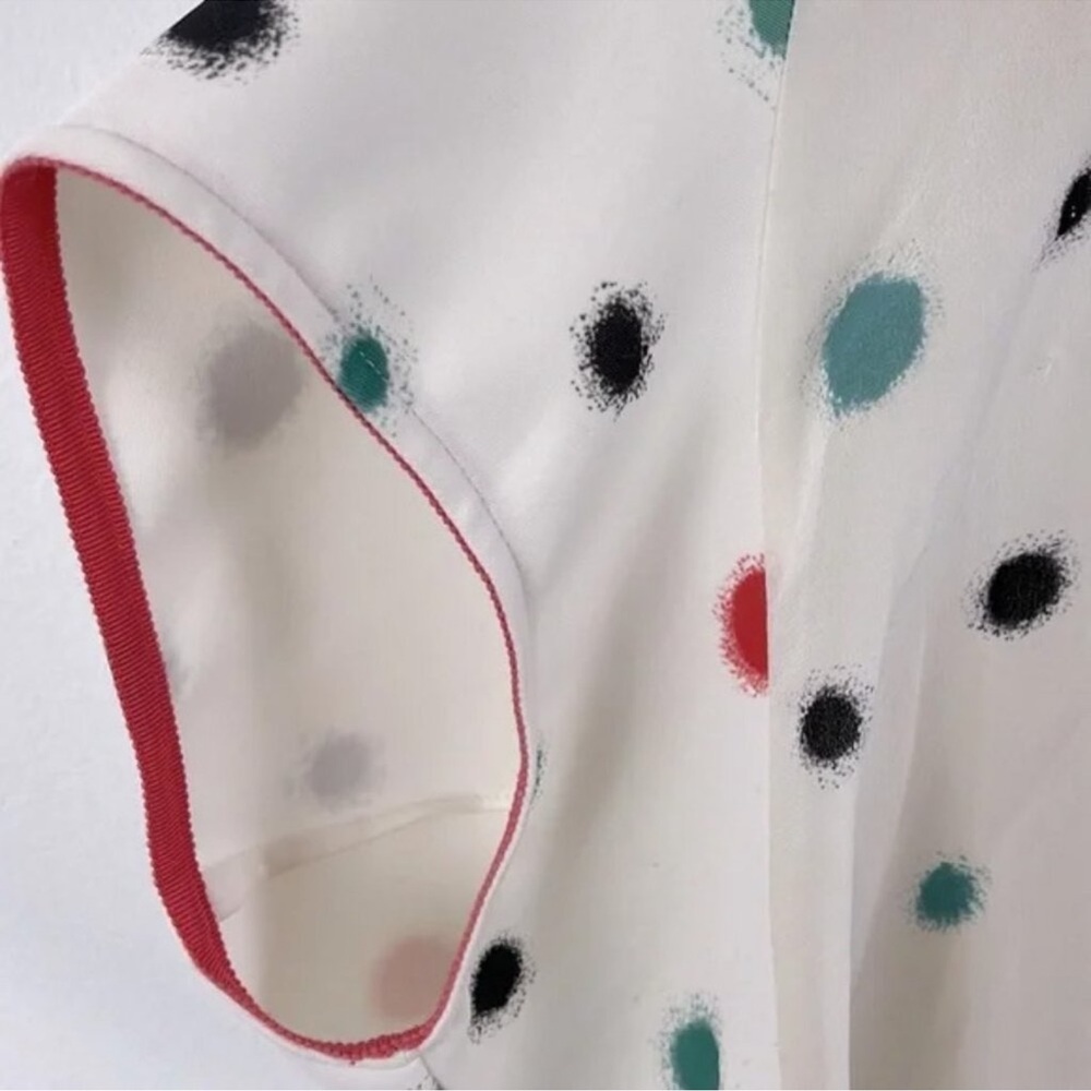 Emporio Armani Mulberry Silk Multi Colour Spotted Blouse Womens Size 42 - Picture 8 of 13